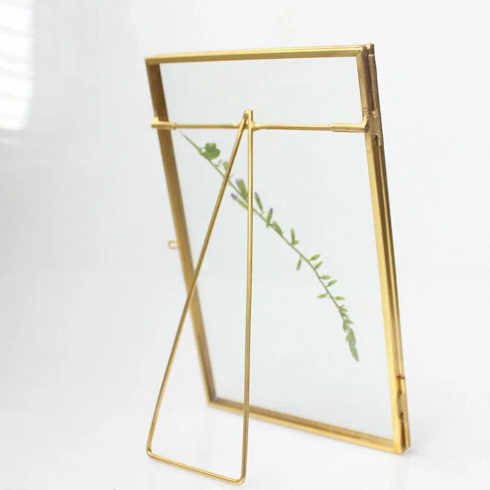 Simple 4x6inch Glass Floating Picture Frame Metal Table Top Wedding