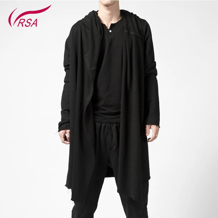 black hooded long cardigan