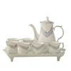 Hotel drinkware service royal porcelain coffee and tea set with stand for household