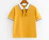 Fashion Golf School Uniform Lace Collar Colors Block Women Polo Sport Shirts