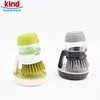 Soap Dispensing Palm Brush, for Pan Pot Dish Spoon Kitchen Cleaning Tool