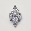 Titanium Threaded 10 Bead Bezel Set 4 CZ Gem Bubble Cluster End