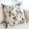 American pastoral style comfortable purple roses printed throw pillow