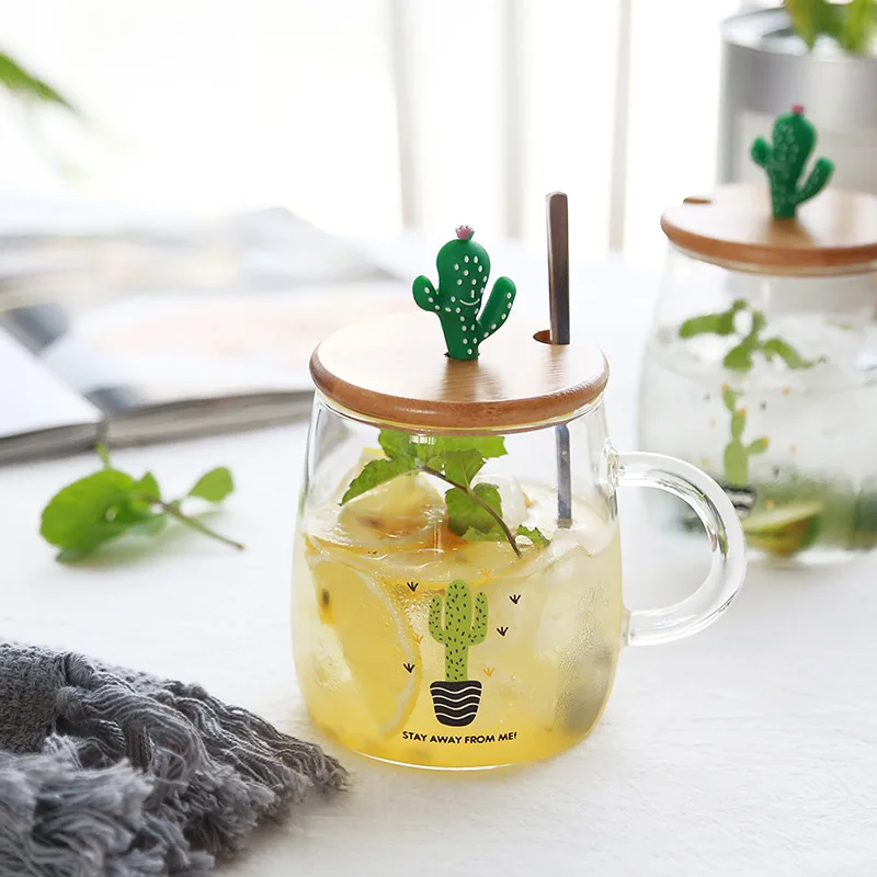 Zogift High Quality Reusable Crystal Clear Cup Cute Creative Cactus
