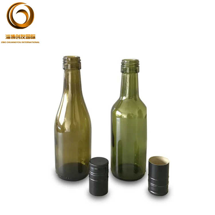 Empty Mini 187ml Burgundy Wine Bottle Screw Top Stock Antique Green