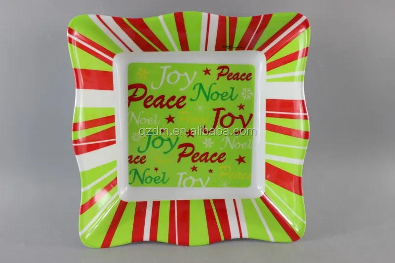 9" Melamine Christmas Square Bowl, Xmas Melamdine bowl