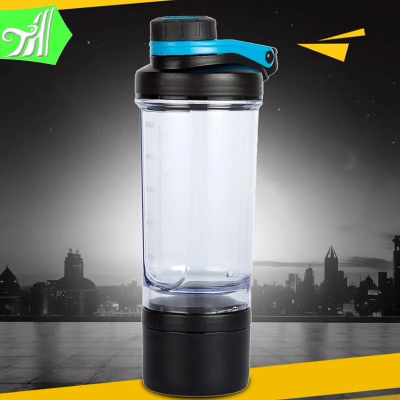 600ml Two Layers Plastic Shaker Bottle, Sport Water Bottle Bottledjoy