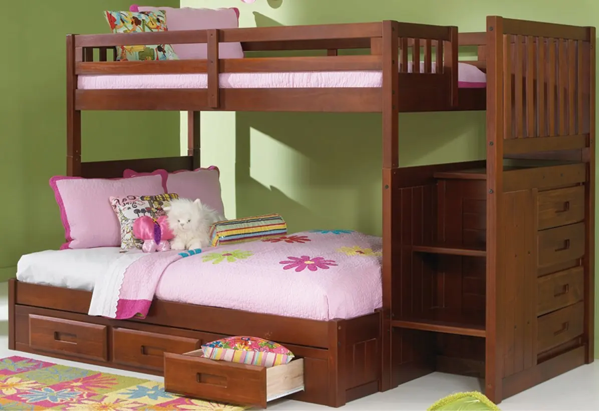 Buy Mission Twin Over Full Staircase Bunk Bed With Trundle Desk