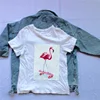 Clothing accessory hot fix Pink flamingo beaded applique patches