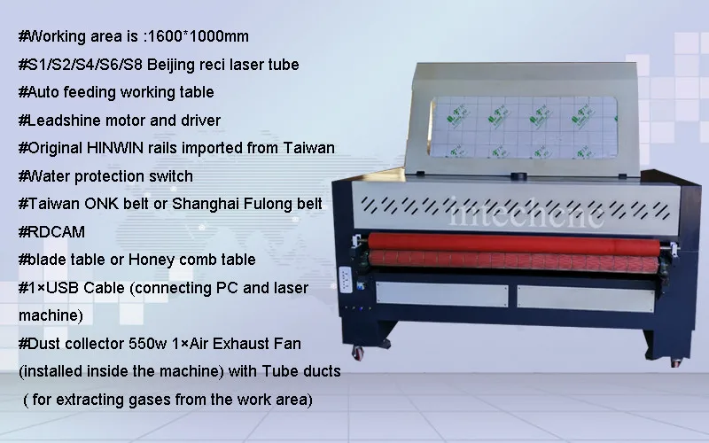 CE approval 1610 auto feeding laser cutting/metal laser engraving machine