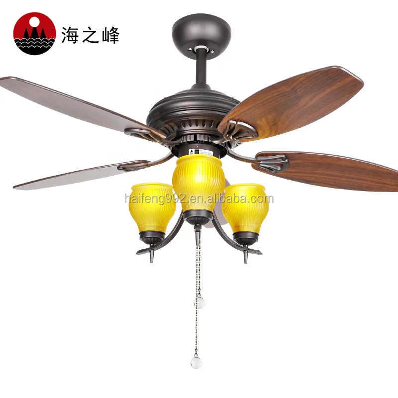 zhongshan 52 inch bronze color wooden fan blade ceiling fans with 5 lights