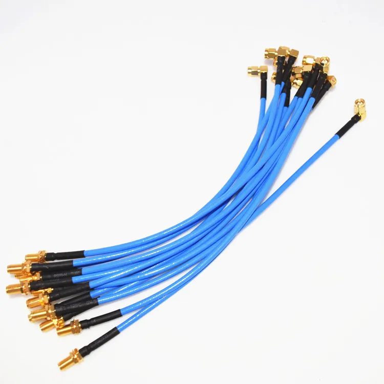 SMA male right angle to RP SMA male RF lot RG402 Semi Flexible blue jumper Cable 