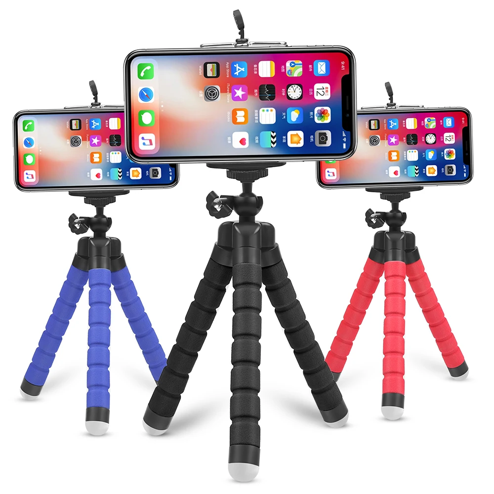 

Kaliou Mini Flexible Sponge Octopus Tripod for iPhone/samsung/Huaweis Mobile Phone Smartphone holder for Gopros Camera Accessory, Black/blue/red