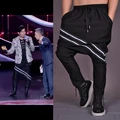 2016 HOT New fashion personality oblique stripe big crotch pants men Low crotch trousers harem pants