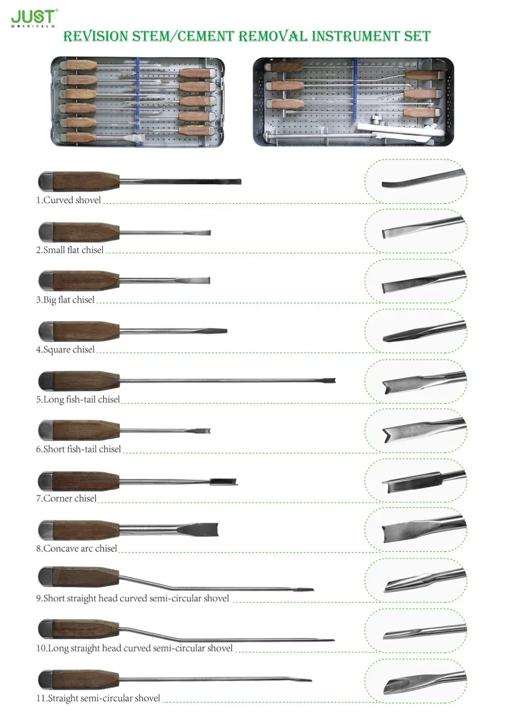 Hip Joint Replacement Surgery Revision Stem Cement Removal Instrument