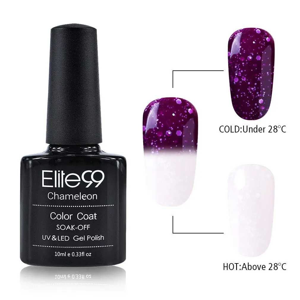 Elite99 Gel Nail Polish, Snowy Thermal Temperature Color Changing Nail Polish, UV LED Soak Off Chameleon Nail Art Gel Polish 10ML 9701