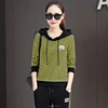 Wholesale female's Sportswear Women Spring Chicago striped sweater casual two-piece student loose with hood running clothes