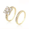 13663 beautiful woman jewelry 14k gold square white stone couple rings for valentine's day