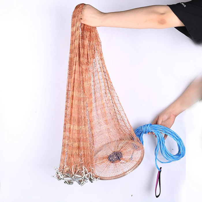 Aluminum ring USA cast nets 2.4m-4.2m easy throw fly fishing net tool small mesh outdoor hand throw catch fish network