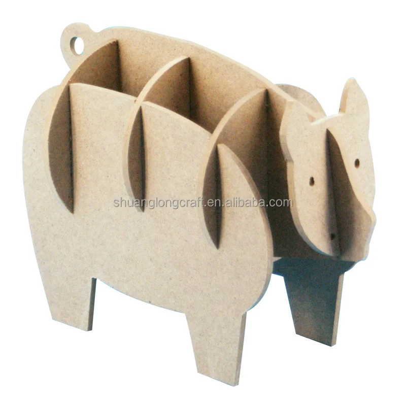 Custom corte laser de madera artesanías animales esculturas ovejas para