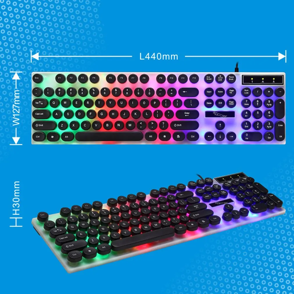 one handed G21 USB Wired Punk Led Colorful  wired mechanical computer gaming keyboard