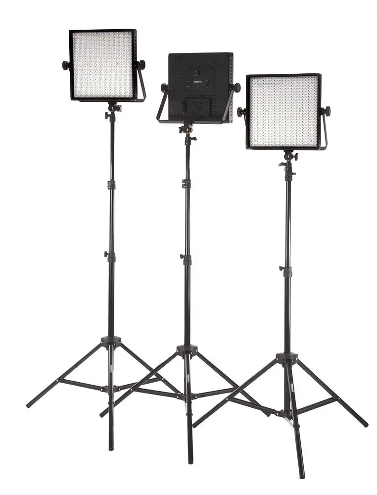 StudioPRO (Set of 3) S-600B Dimmable 600 LED Photography Lighting Panel and Light Stand Kit - Continuous 3200K-5600K Bi Color LED - Photo, Video & Film Studio Lighting Kit (Barndoors are sold separately)