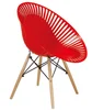 Colorful Modern Outdoor PP Plastic String Dining Chair With Wooden Cross Legs