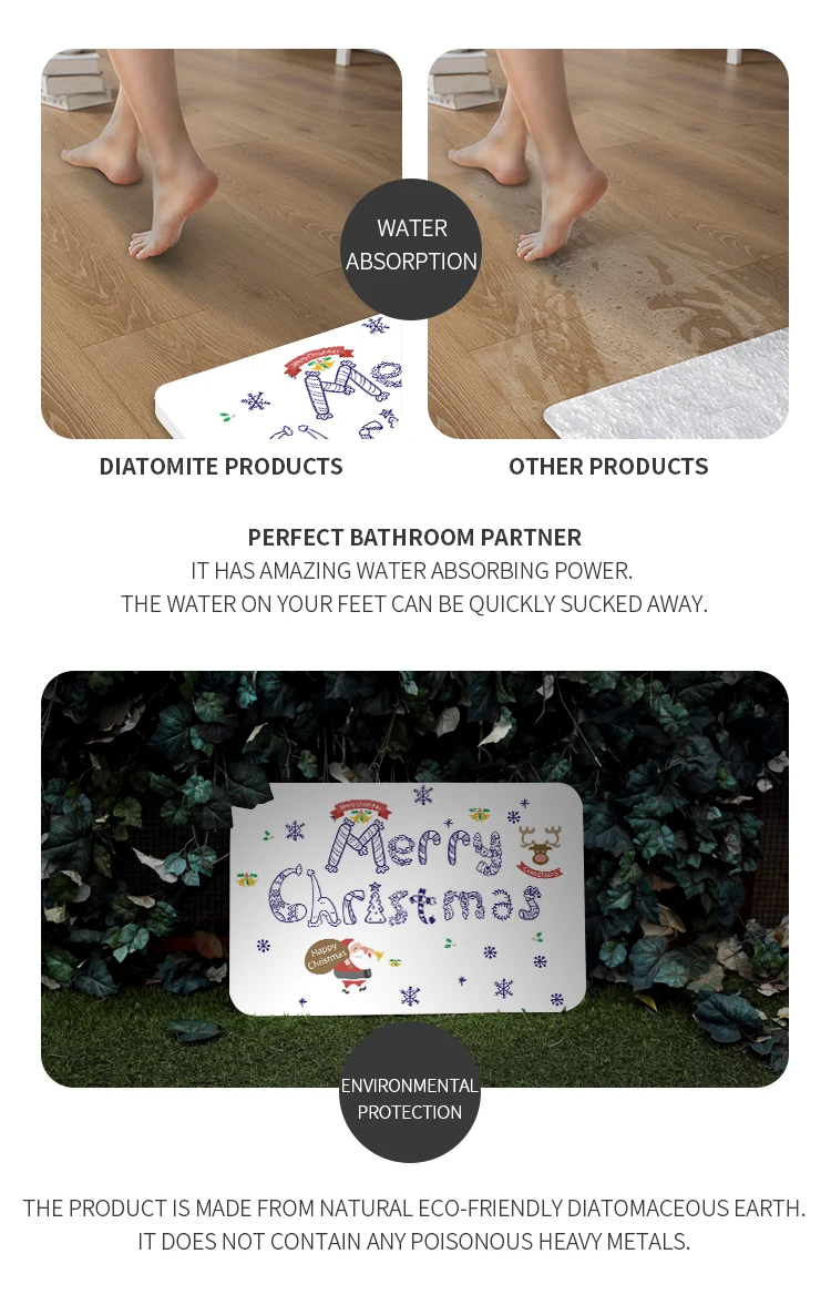 Manufacturer custom made design diatomite bath mat
