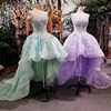 LS00160 purple gown party dresses front short long back elegant factory price fancy evening gowns