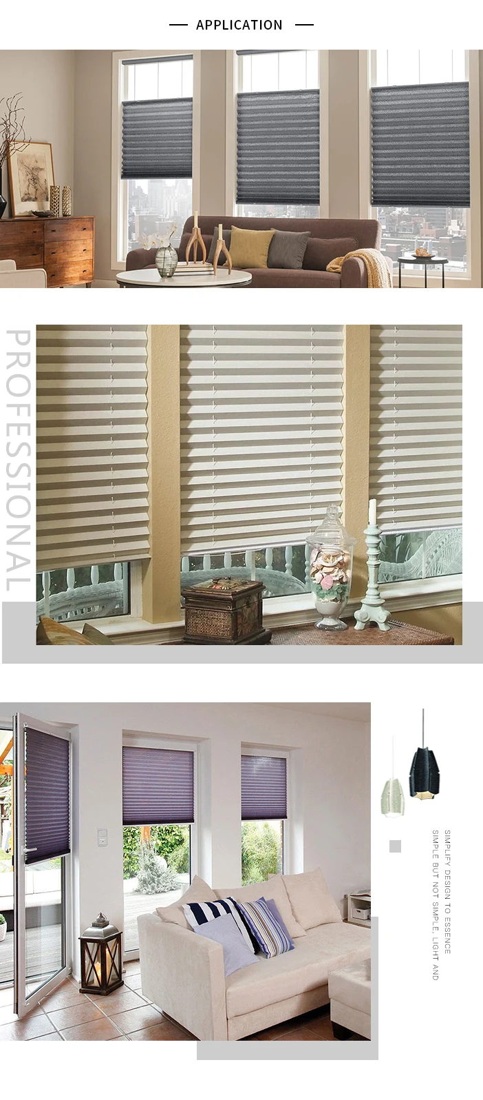 Pleated to measure Folding Blind without drilling plißee Klemmfix ☆ metallico ☆ Rail White 