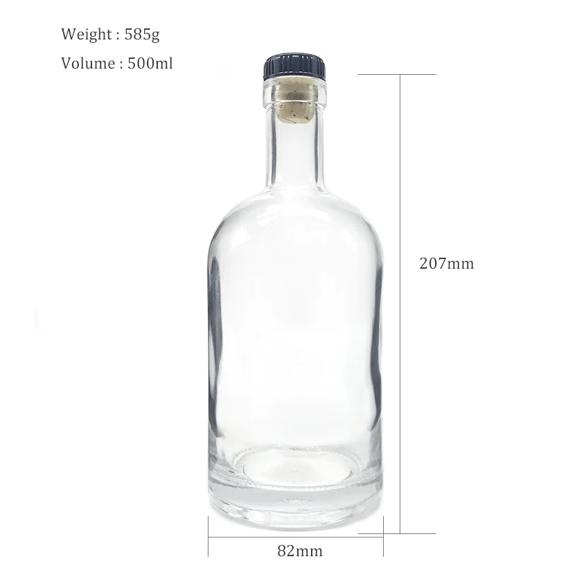 Wholesale 500ml Vodka Whiskey Glass Liquor Bottle With Bar Top Cork ...