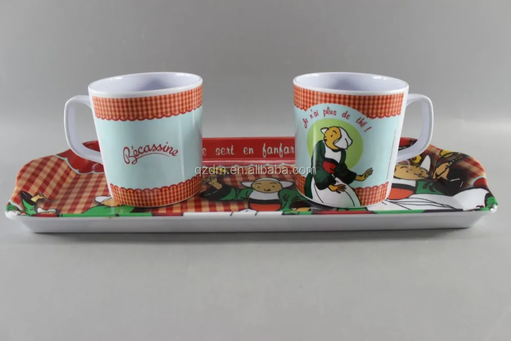 melamine serving tray and cup set