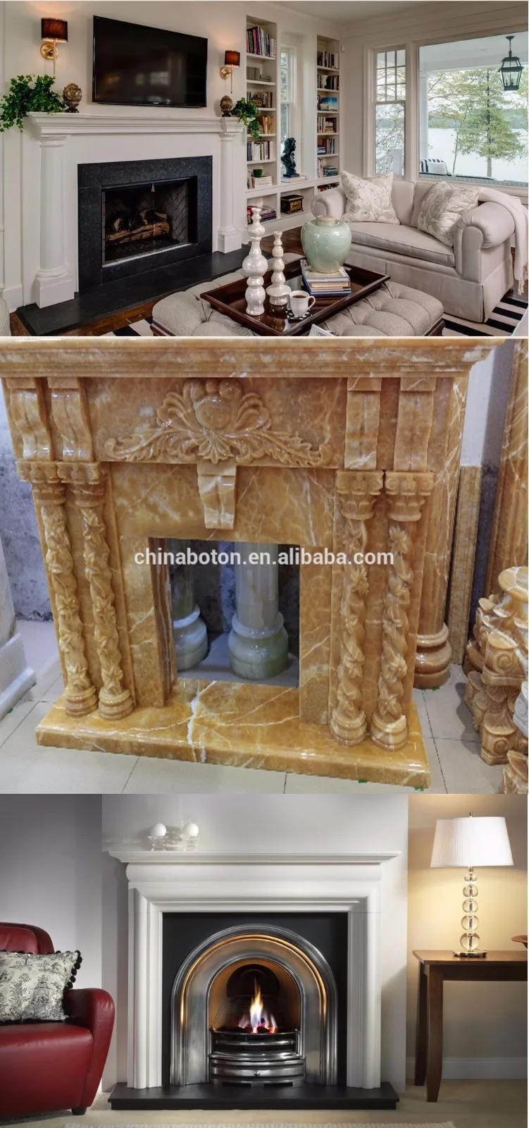 Yunfu Marble White Marble French Stone Decorate Corner Fireplace