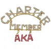 Pink AKA pendant greek sister group members golden plated logo jewelry ladies brooch for women