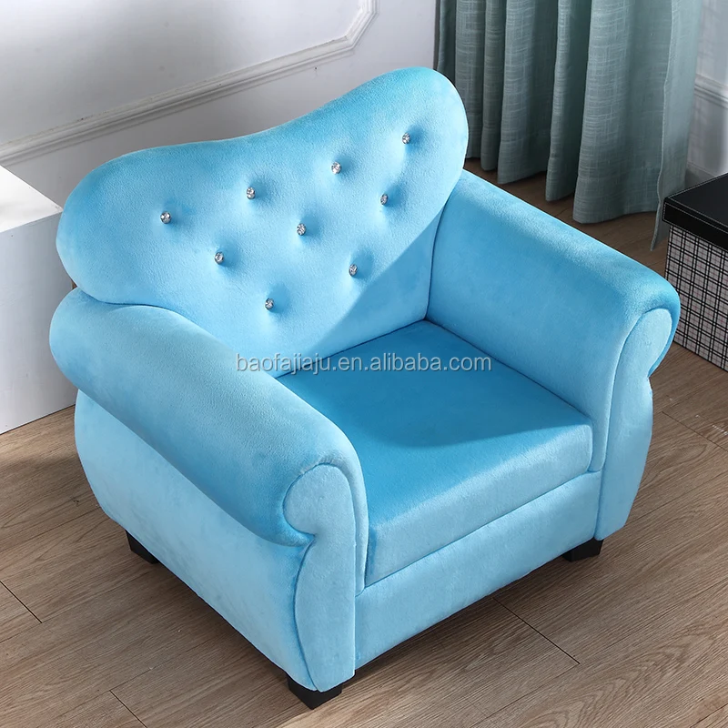 Sky blue color new design fleece children armchair kids sofa for children bedroom decoration furnture