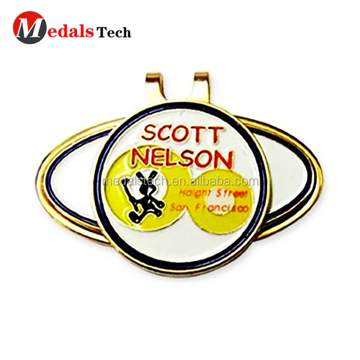Wholesale custom logo gold golf cap clip and magnet ball marker set