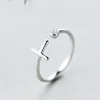 Factory Price 100% 925 Sterling Silver Fashion Minimalism Zircon Cross Oppen Ring Fine Jewelry for Female
