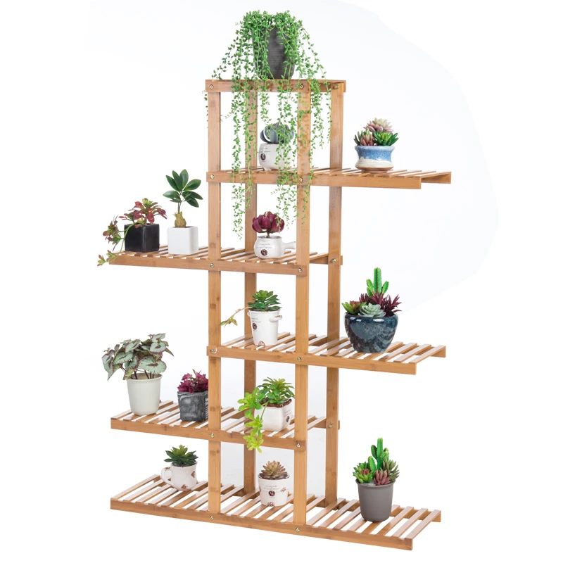 Bamboo Flower Rack Multi Tier Assembly Flower Pot Rack Outdoor