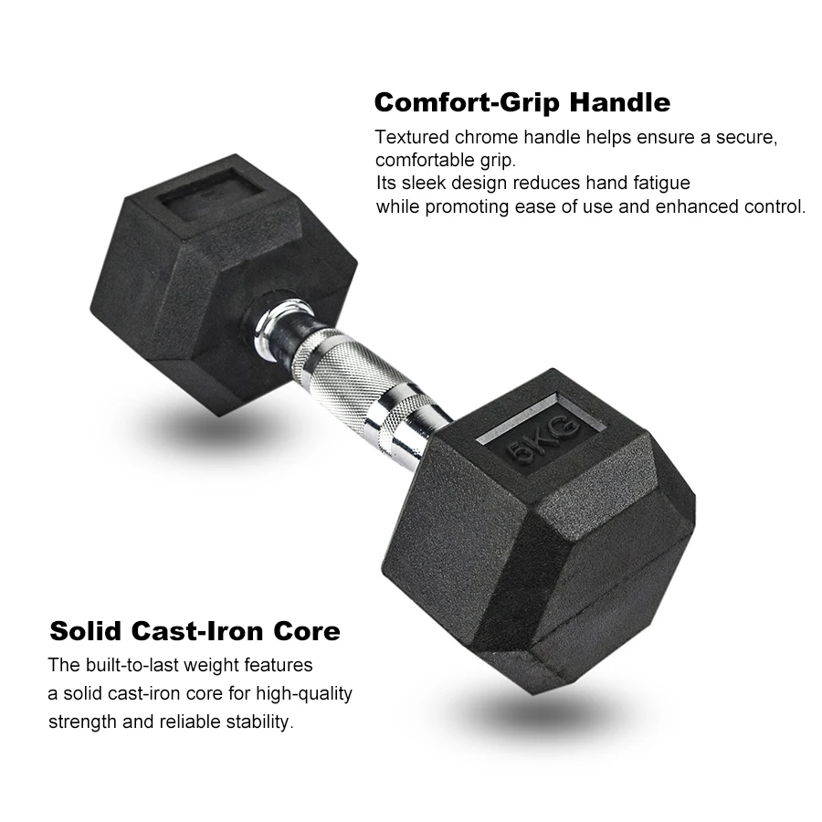 Wholesale premier black hex rubber gym dumbells 