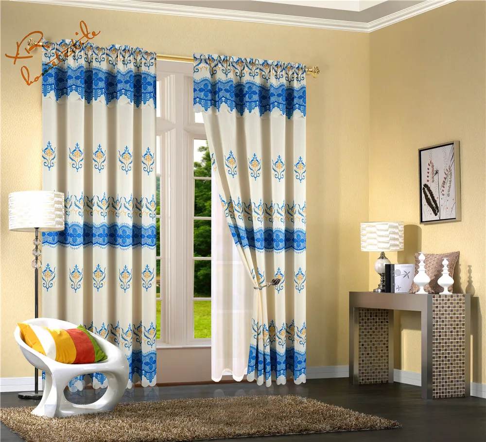 Factory Sales Cheap Jacquard Printing Curtain Fancy Window Curtain