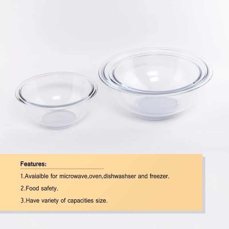 Heatresistant Microwave Oven Safe Glass Bowl Set With Plastic Lid