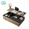 Wooden lift up top coffee table with storage shelf living room furniture