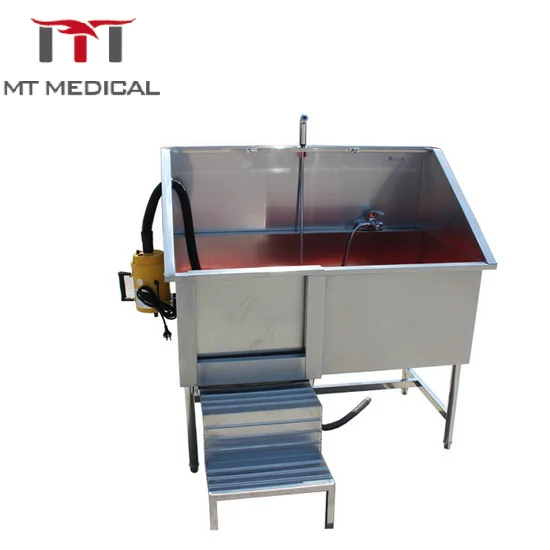 Pet bath sink with mobile door and blower