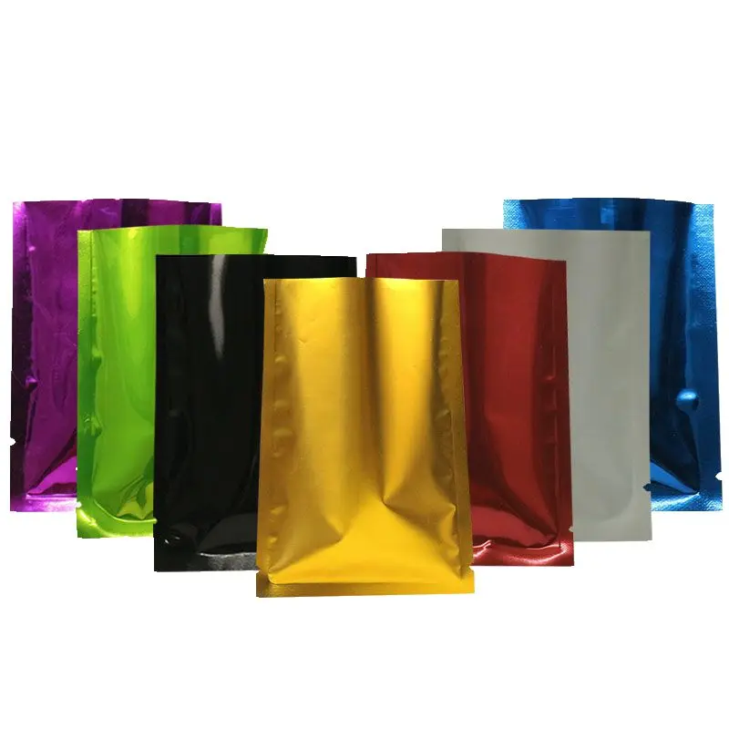 Free Shipping Colored Food Grade Heat Seal Aluminum Foil Laminated 3 Side Seal Plastic Bags With