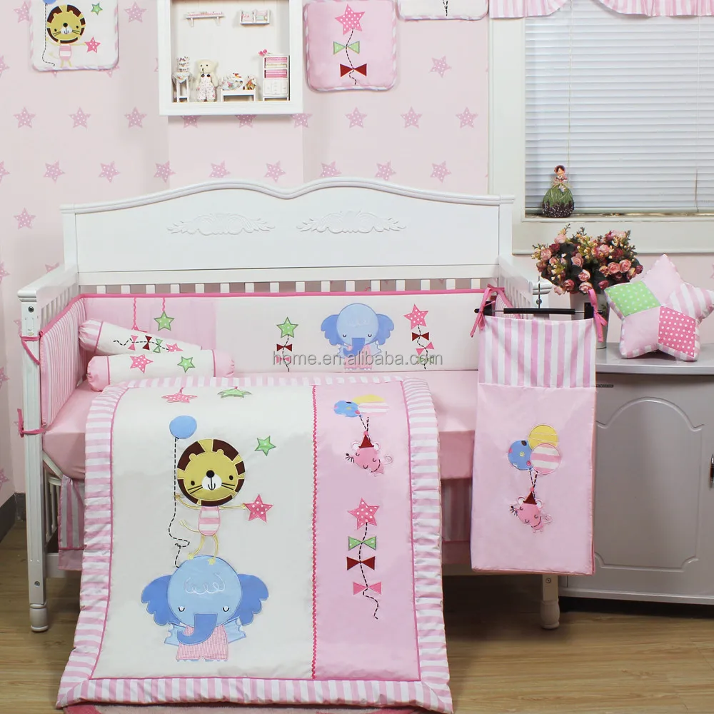 2015 New Products Pink Girls Baby Beddings Set Crib Bedding Set