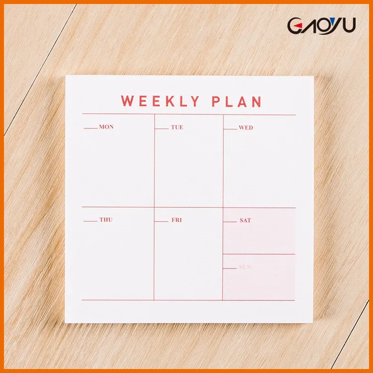 Stationery Notepad Agenda Custom Priting Item Weekly Day Plan Planner