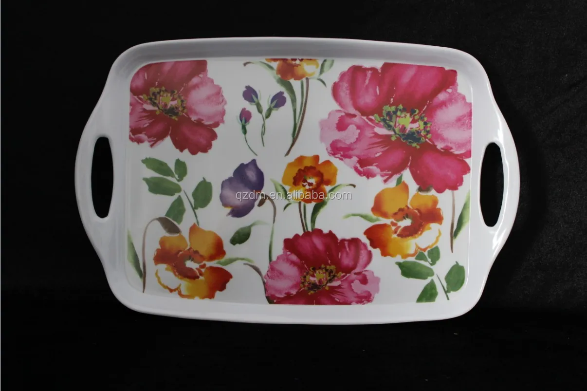 Flower Print Melamine Homeware tray, Plastic tray