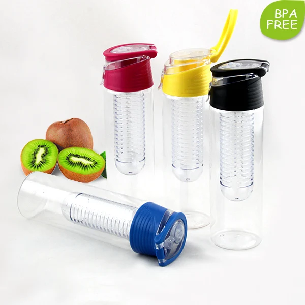 Leak proof BPA Free Cute color kids water bottle tritan fruit infusion bottle with infuser