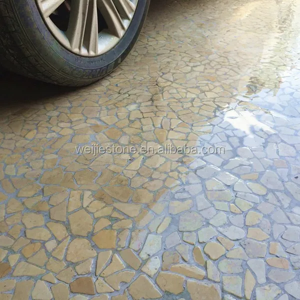 Irregular Shape Beige Marble Outdoors Floor Mosaic Tile Design Floor Mosaic Tile Design