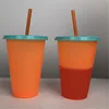 Pack Of 5 Plastic Stadium Reusable Color Changing Cold Cup With Lids Straws